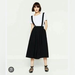 Zara crepe suspender midi skirt
